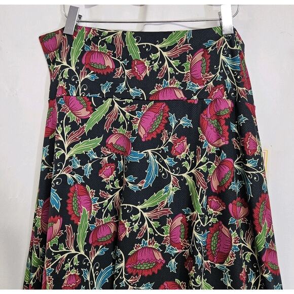 Lularoe Azure Floral Print Slinky Knee Length Pyll On A-Line Skirt Large NWT - Picture 2 of 9